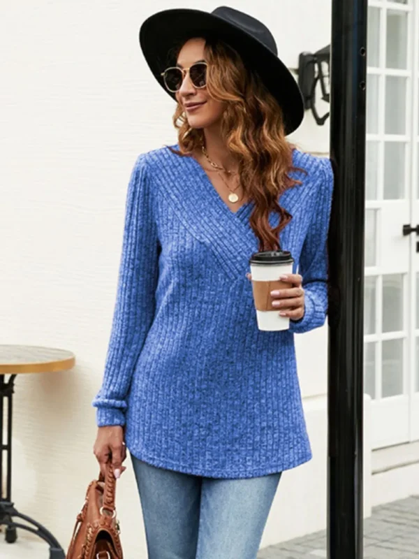 Ribbed Surplice T-Shirt - Image 8