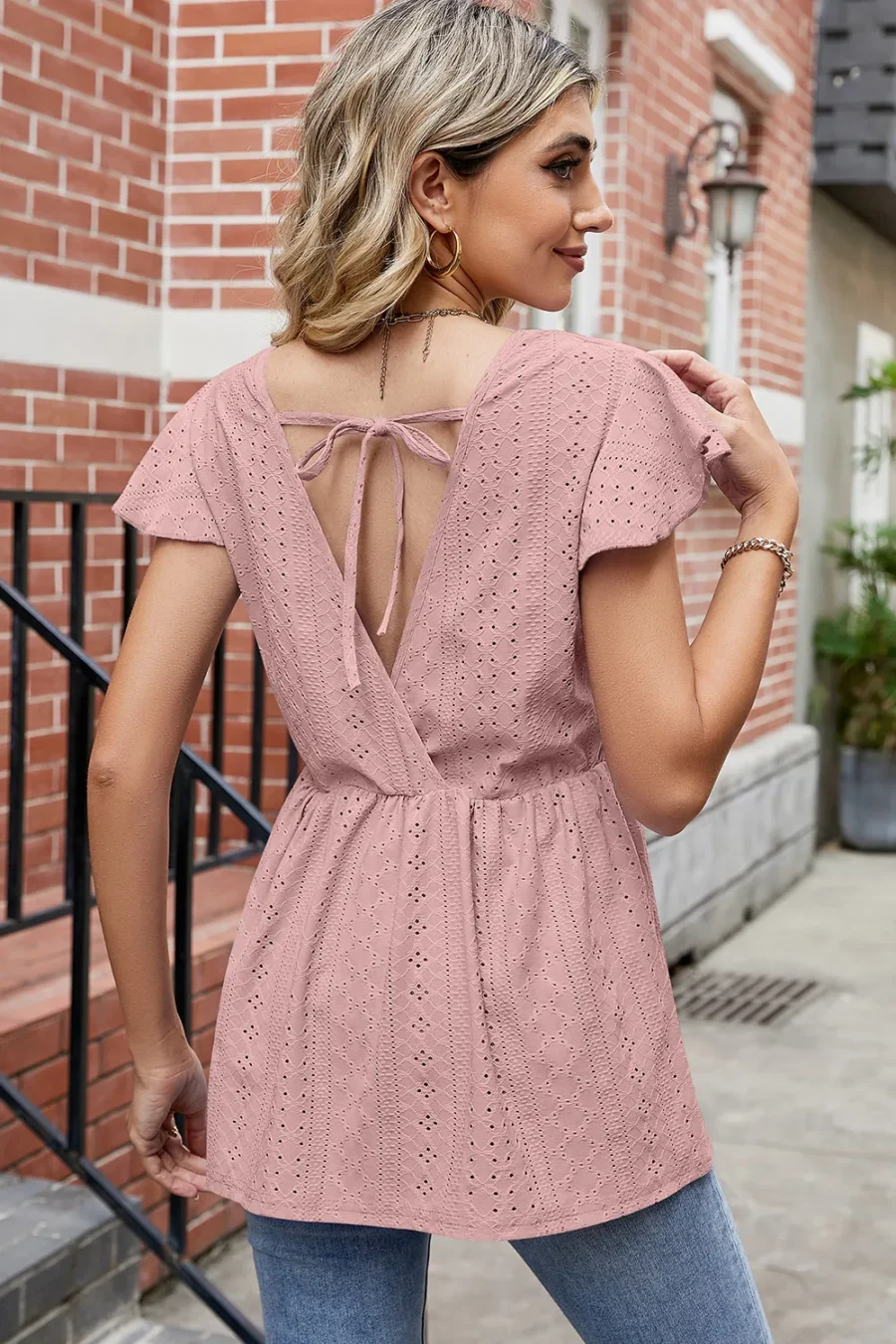 Round Neck Peplum T-Shirt - Image 20