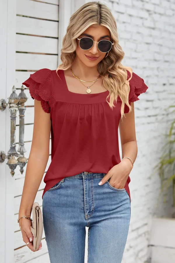 Square collar petal T-shirt top - Image 10