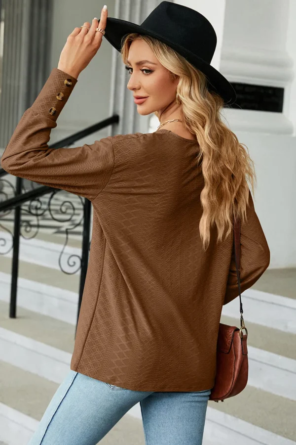 V-Neck Lantern Sleeve T-Shirt - Image 2