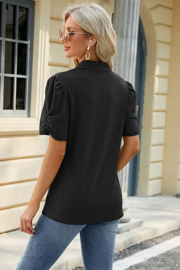 V-neck short sleeved loose T-shirt - Image 20