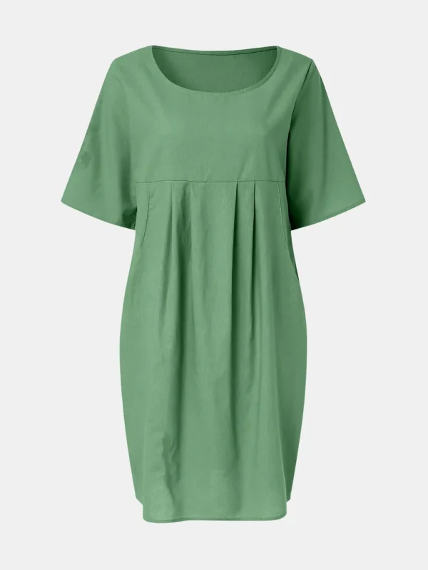 Cotton and linen pleated pocket dress - Image 8