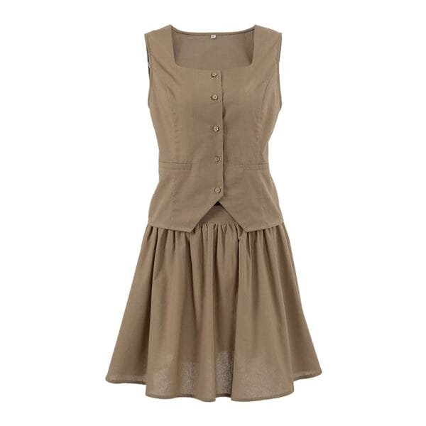 Cotton and linen vest short skirt set