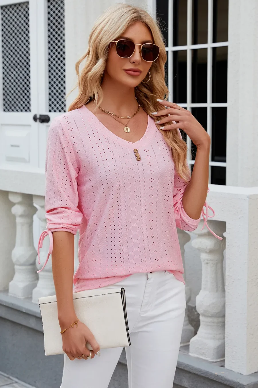 mid sleeve loose T-shirt
