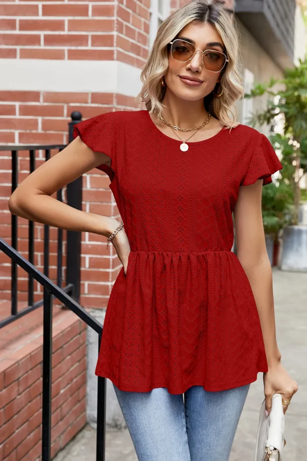 Round Neck Peplum T-Shirt - Image 4