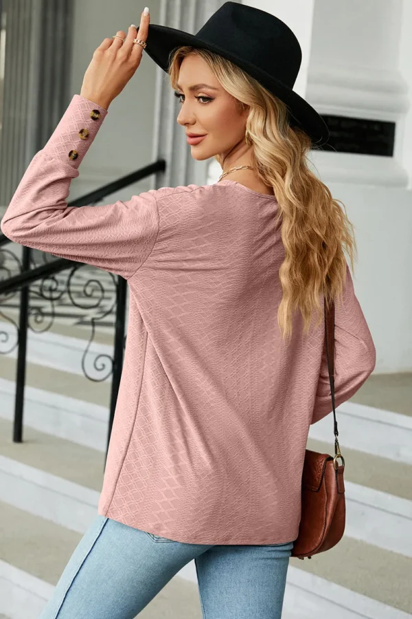 V-Neck Lantern Sleeve T-Shirt - Image 24