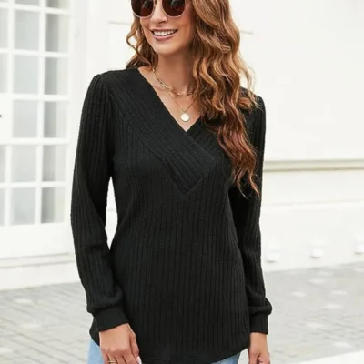 Ribbed Surplice T-Shirt