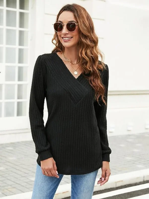 Ribbed Surplice T-Shirt