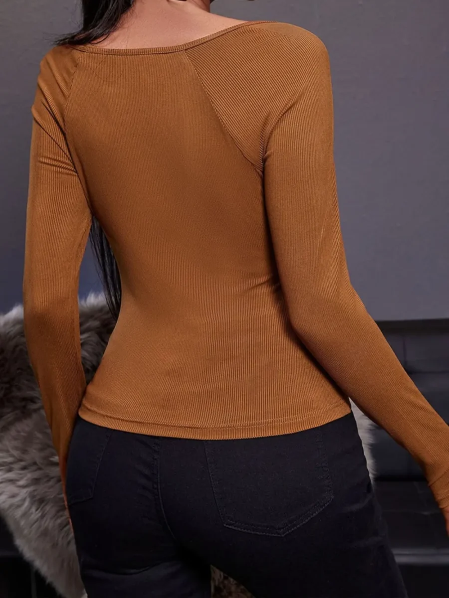 Square Neck Long Sleeve T-Shirt - Image 4