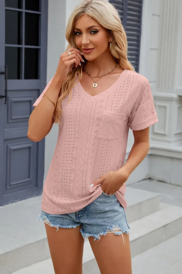 V-neck T-shirt top for women - Image 16