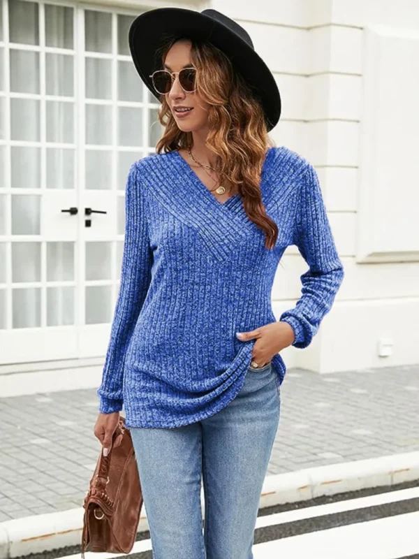 Ribbed Surplice T-Shirt - Image 7