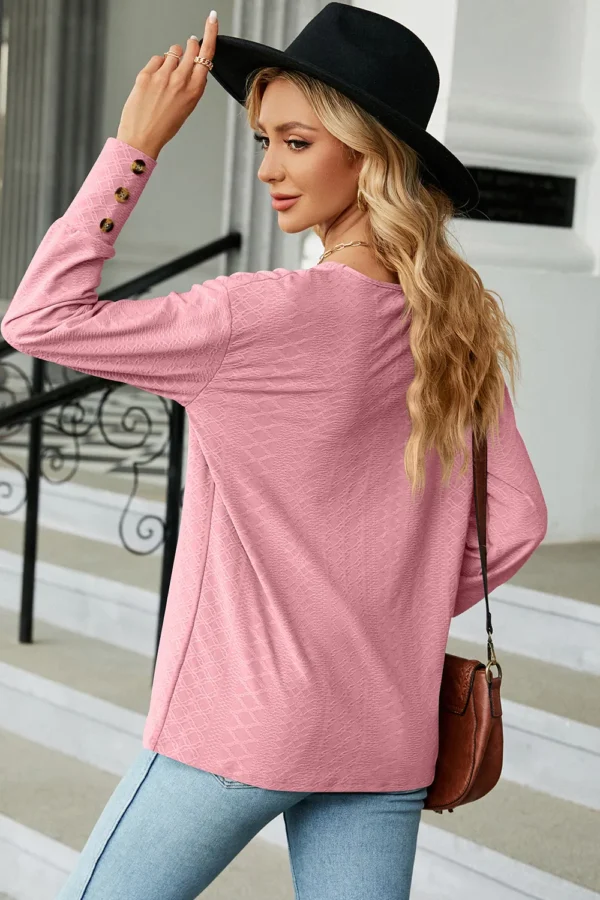 V-Neck Lantern Sleeve T-Shirt - Image 20