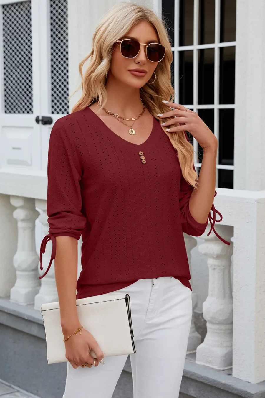 mid sleeve loose T-shirt - Image 26