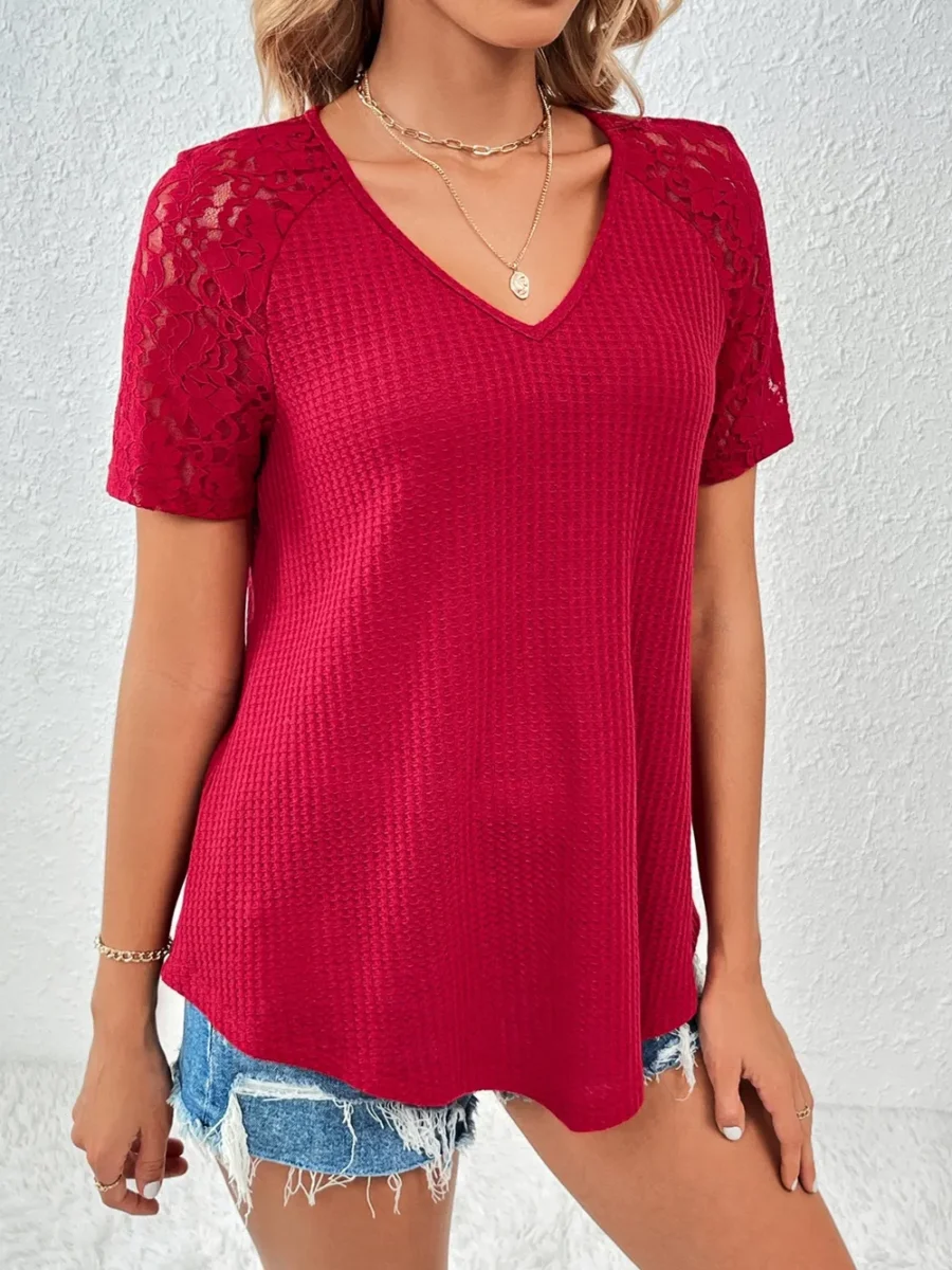 V-Neck Short Sleeve T-Shirt - Image 6