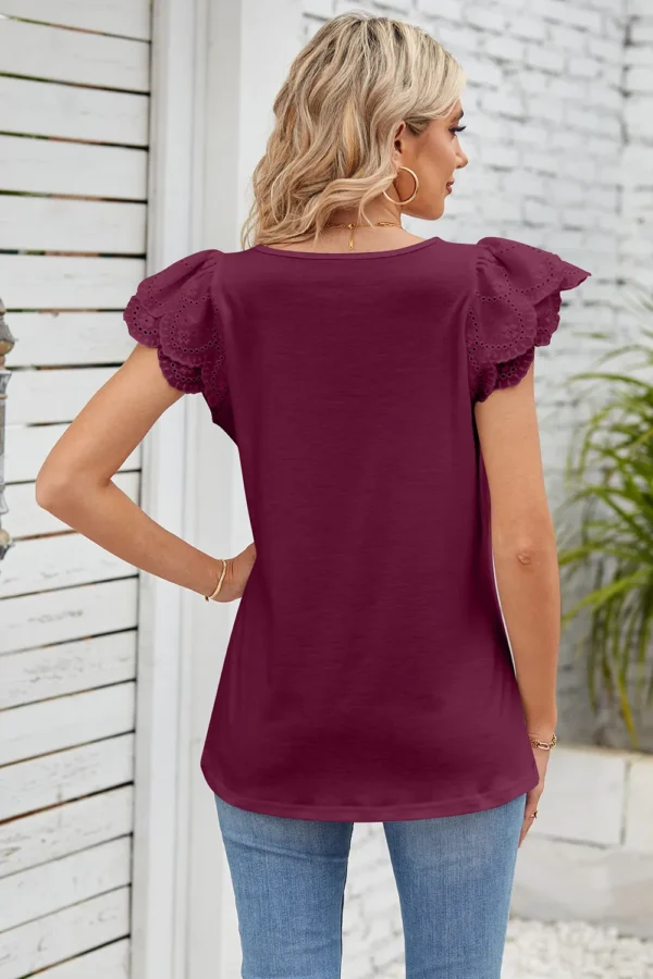 Square collar petal T-shirt top - Image 23
