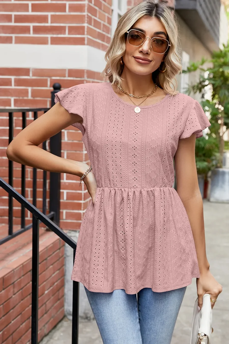 Round Neck Peplum T-Shirt - Image 19