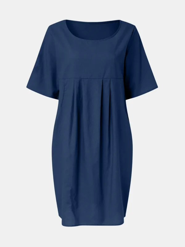 Cotton and linen pleated pocket dress - Image 11