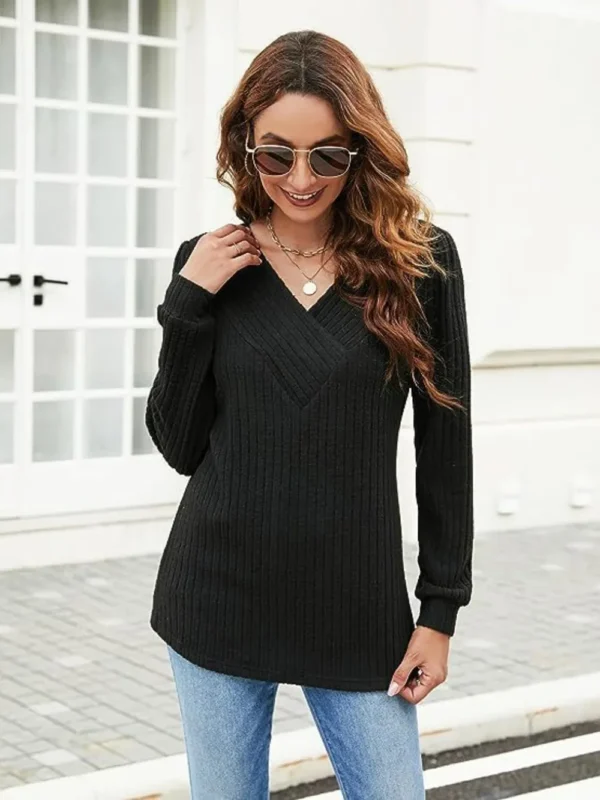 Ribbed Surplice T-Shirt - Image 3