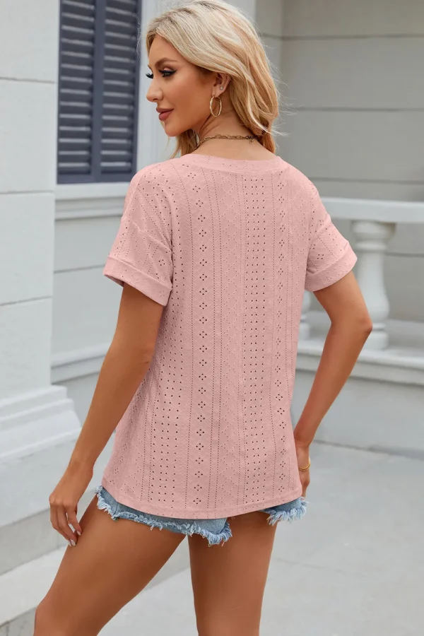 V-neck T-shirt top for women - Image 18