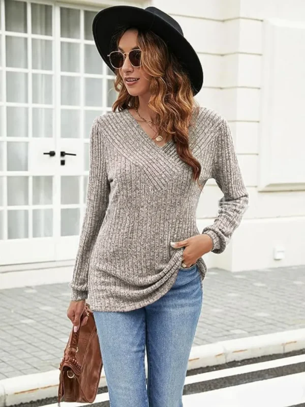 Ribbed Surplice T-Shirt - Image 10