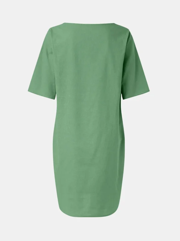 Cotton and linen pleated pocket dress - Image 7