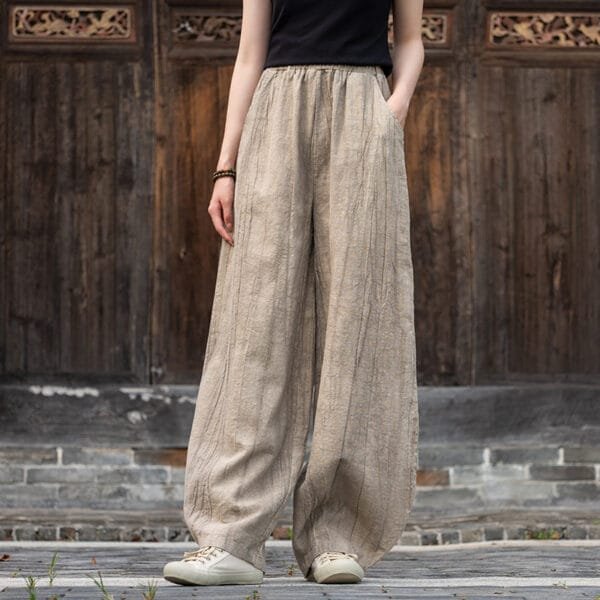 casual pants cotton and linen - Image 3