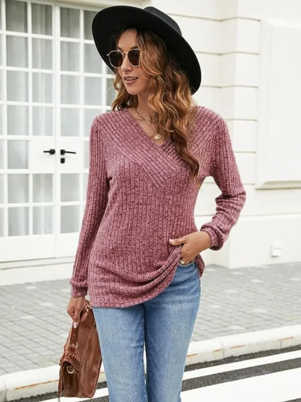 Ribbed Surplice T-Shirt - Image 4