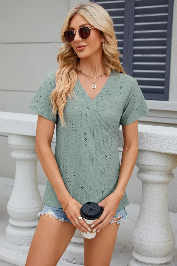V-neck T-shirt top for women - Image 22