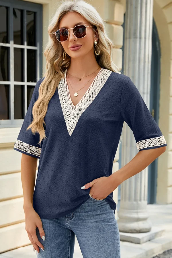 V-neck T-shirt top for women - Image 17
