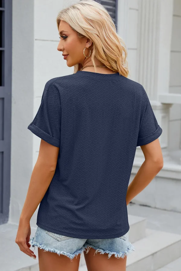 V-neck button T-shirt top - Image 8