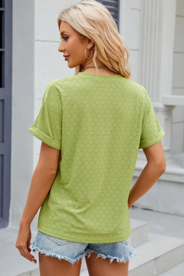 V-neck button T-shirt top - Image 28