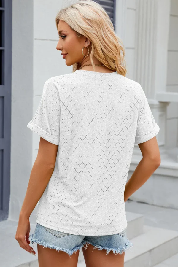 V-neck button T-shirt top - Image 12