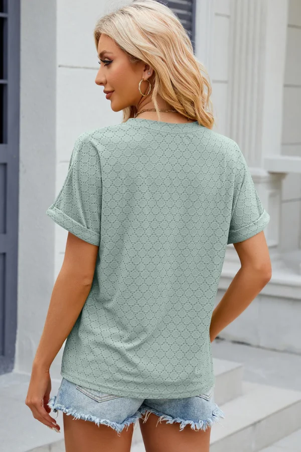 V-neck button T-shirt top - Image 16