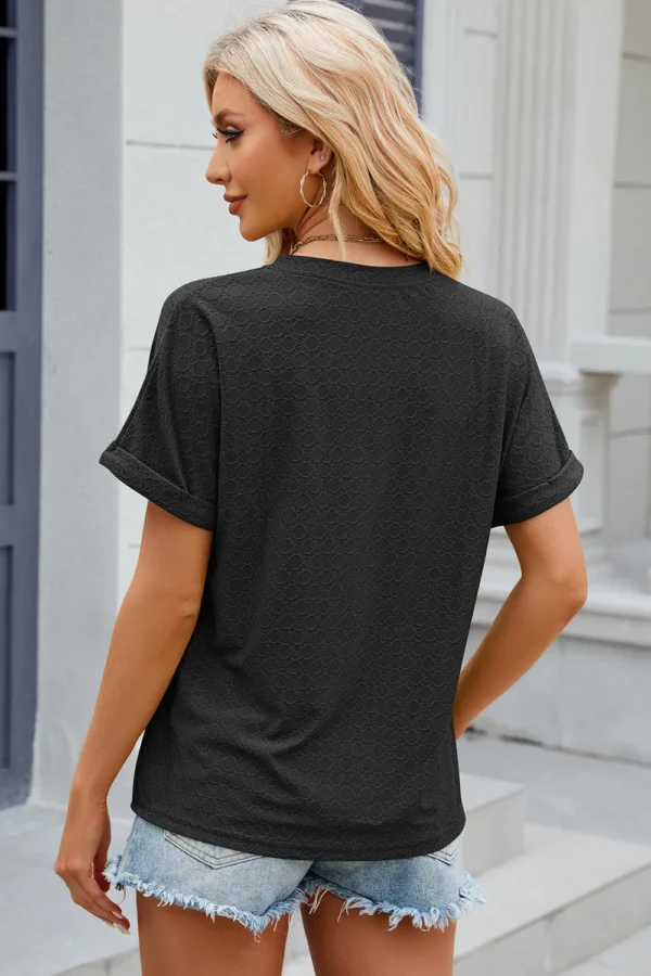 V-neck button T-shirt top - Image 2
