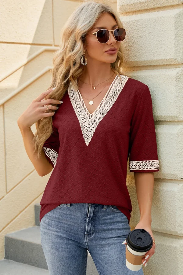 V-neck T-shirt top for women - Image 4