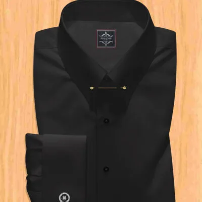 Black Mens Dress Shirt Pin Collar