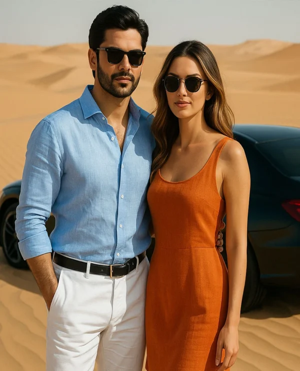 Mens Blue Linen Shirt