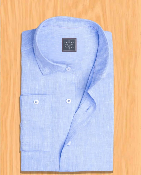 Mens Blue Linen Shirt