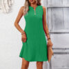 V-neck sleeveless vest dress with pleated A-line skirt for summer - Image 5