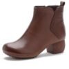 Vintage Style Genuine Leather Women Boots Flat Booties Soft Cowhide Women's Shoes - Image 5