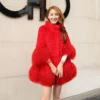 Europe and America women Mongolia Sheep fur sleeve and hem ladies loose outwear Genuine fur coat fashion New fur jacket - Image 5