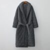 Maxi robe-length puffer coat in Grey White - Panache Bespoke