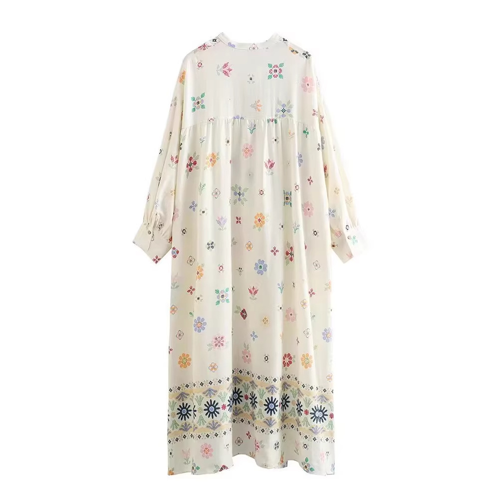 Chic Linen Blend Printed Dress