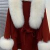 Fox fur collar cashmere cloak coat in Camel - Panache Bespoke