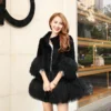 Europe and America women Mongolia Sheep fur sleeve and hem ladies loose outwear Genuine fur coat fashion New fur jacket - Image 4