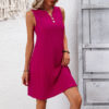 V-neck sleeveless vest dress with pleated A-line skirt for summer - Image 6