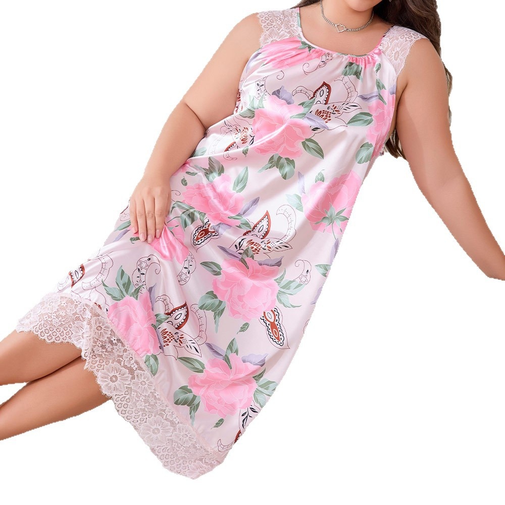 Plus Size New Hot Selling Women's Short Sleeve Nightgown Loose Casual Romantic Homewear - Image 5