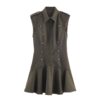 Style Women's Fashionable Sleeveless Layered Dress with Pad Shoulder Detail