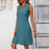 V-neck sleeveless vest dress with pleated A-line skirt for summer - Image 7