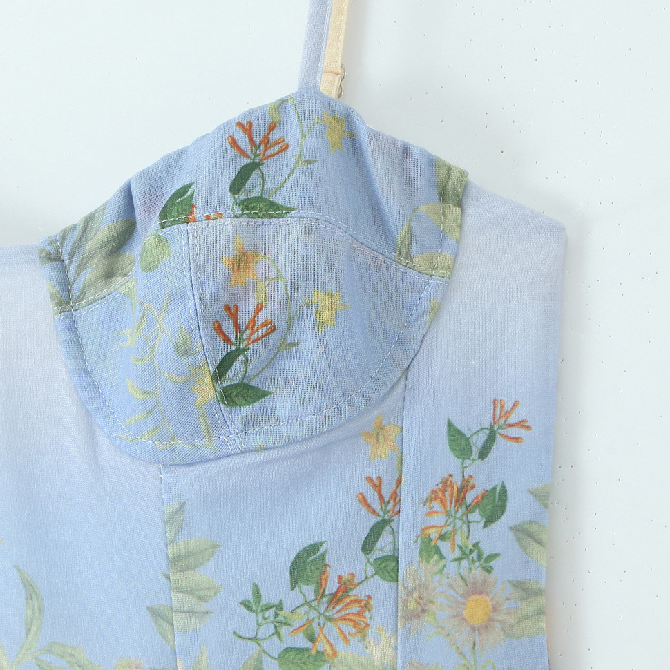 Bohemian vacation style linen print dress - Image 4